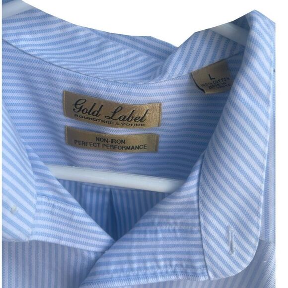 Men’s Roundtree & York Gold Label Blue Short Sleeve Button Shirt Size Large - Picture 3 of 4